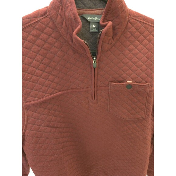 Eddie Bauer Men's NWT Size M Quilted 1/4 Zip Pullover Burgundy Diamond Knit $79 - Picture 9 of 12